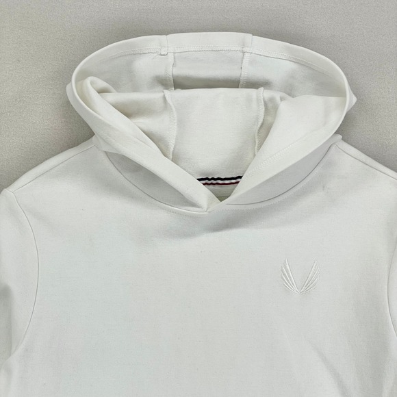 ASRV Hoodie Mens Large White Longline Terry Pullover Gym Athletic Slim-Fit - Picture 2 of 12
